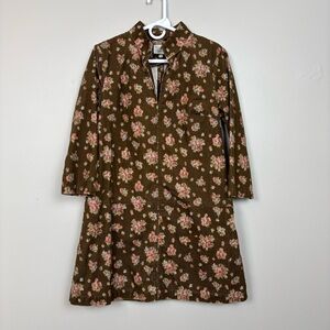 Tuckernuck Dress Large Brown Hazel Floral Bouquet Clifton Dress Corduroy